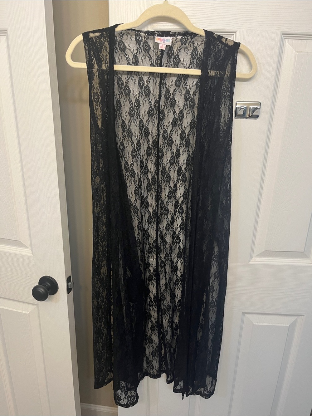 LuLaRoe Black Lace Duster Vest size S
